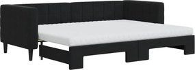 vidaXL fekete kihúzható bársony heverő matraccal 80 x 200 cm