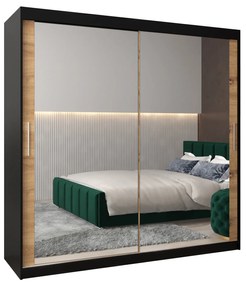 Ruhásszekrény 200 cm Toki 3 (matt fekete + artisan tölgy). 1065103