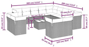 14 részes barna polyrattan kerti ülőgarnitúra párnákkal