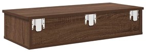 Falipolc fiókokkal barna tölgy 80x31x17 cm műszaki fa