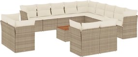 vidaXL 14 részes bézs polyrattan kerti ülőgarnitúra párnával