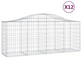 12 db íves horganyzott vas gabion kosár 200x50x80/100 cm