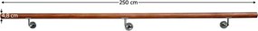 Fogantyú/korlát, tömör fa, barna, 250 cm, MANEL TYP 4