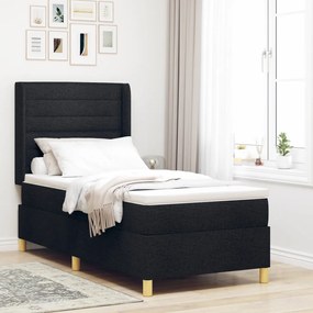 Box Spring ágy matraccal - Fekete, 80x200 cm, Szövet