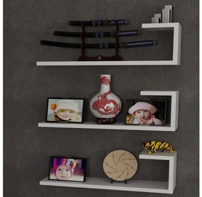 KÉSZLET 3x Fali polc EMILY 18x60 cm fehér