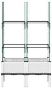 fehér polipropilén rácsos kerti ültetőláda 80 x 40 x 142,5 cm