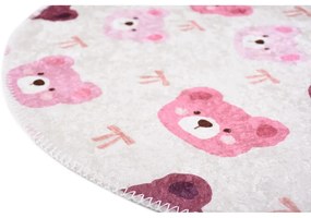 Rózsaszín-elefántcsont színű mosható gyerek szőnyeg ø120 cm Cute Teddies Pink – Vitaus