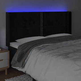 fekete bársony LED-es fejtámla 183x16x118/128 cm