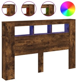 sonoma tölgy színű szerelt fa LED-es fejtámla 160x18,5x103,5 cm