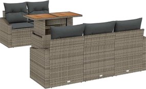 vidaXL Kert étkező szett párnával 6 pcs Szürke és Barna