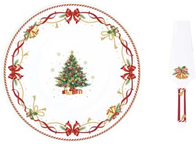 Karácsonyi porcelán tortatál süteményes lapáttal díszdobozban Christmas Tale