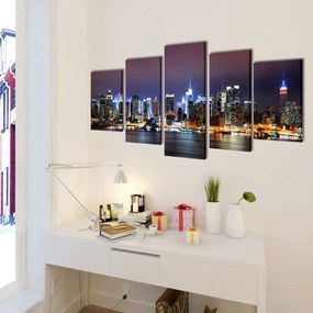 vidaXL Vászon falikép szett színes new york-i Skyline 200 x 100 cm