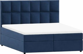 Sötétkék ágyneműtartós boxspring ágy 200x200 cm Flip – Ropez