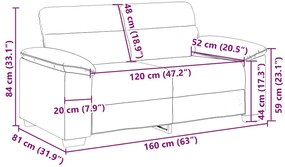 vidaXL kétszemélyes fekete műbőr kanapé 120 cm