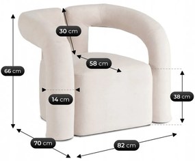 Designer Fotel Krém Bouclé Kárpittal. BRAZIL