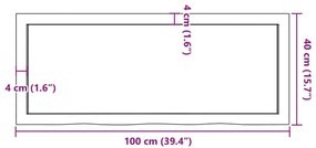 sötétbarna kezelt tömör fa fürdőszobai pult 100x40x(2-4) cm