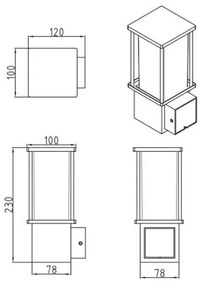 Lámpa Kerti lámpatest KEMI-AU, E27, MAX.15W, IP44, AC220-240V,50-60Hz, falra szerelhető, grafit