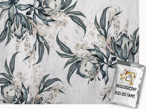 Fotótapéta Flizelina Fal Beton Festett Virágok Levelek Boho 150x105 ragasztó