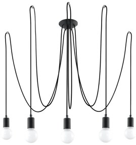 Sollux Sollux SL.0371 - Csillár zsinóron EDISON 5 5xE27/60W/230V pók fekete SLX0244