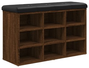 barna tölgy színű szerelt fa cipőtároló pad 82 x 32 x 50 cm
