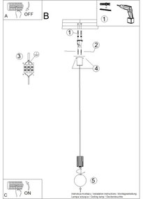 Sollux SL.1709 - Csillár zsinóron HALO 1xG9/8W/230V átm. 12 cm fehér