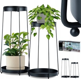 2x Virágágyás Fém fekete virágtartó állvány növények virágok dekoráció