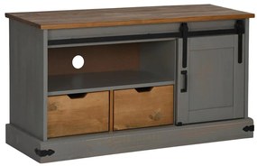 HALDEN szürke tömör fa TV szekrény tolóajtóval 110x40x60 cm