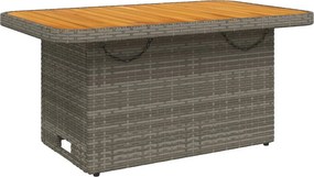 vidaXL szürke polyrattan és akácfa kerti asztal 90 x 55 x 71 cm