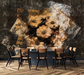 Fotótapéta - Arany virágok - fal (152,5x104 cm)