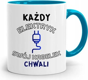 Kék Villanyszerelő Bögre, Mely Dicséri A Kábelt, fényképes nyomtatással