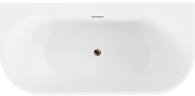 Mexen Oval+, falon álló szabadon álló kád 170 x 80 cm, fehér fényes, rózsaszín arany túlfolyó, 52681708000-60