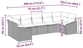 7 részes kert kanapé készlet párnákkal, szürke poli rattan