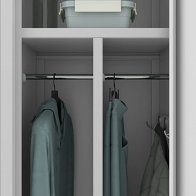 Pléh öltözőszekrény talpazaton, kétmodulos, polccal és köztes fallal KACPER, 800 x 1800 x 500 mm, szürke