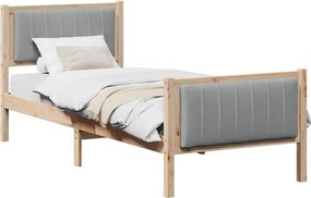 vidaXL Ágykeret Barna és világosszürke 75 x 190 cm Tömör fenyőfa