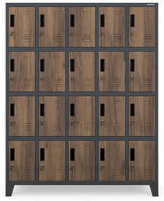 Rekeszes szekrény ROBERT, 1360 x 1720 x 450 mm, Eco Design: antracit/ diófa színben