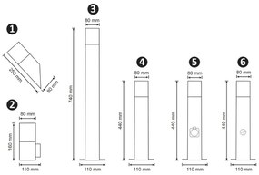 Kültéri lámpa NEW YORK szenzorral 1xE27/12W/230V IP44 44 cm antracit