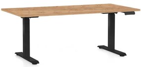 OfficeTech C állítható magasságú asztal, 160 x 80 cm, fekete alap, craft tölgy