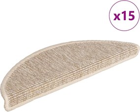 vidaXL 15 db világos bézs félkör alakú lépcsőszőnyeg 56 x 17 x 3 cm