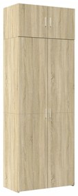 sonoma tölgy színű szerelt fa tárolószekrény 80 x 42,5 x 225 cm