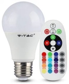 LED lámpa , égő , körte , E27 , 9W , dimmelhető , RGBW , W=meleg fehér , távirányítóval