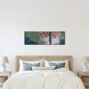 Egy magányos vörös fa képe (órával) (90x30 cm)