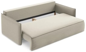 Bézs bársony kinyitható-tárolóhelyes kanapé 225 cm Hula – Makamii