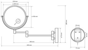 SAPHO XB001 X-Round fekete lógó kozmetikai tükör,19 cm átmérőjű, fekete