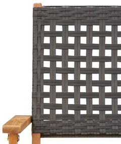 vidaXL 7 részes fekete polyrattan és tömör fa kerti étkezőgarnitúra