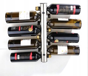 Fali Akasztó Inox Acél Polc Palacktartó Állvány 8 Palack Bor