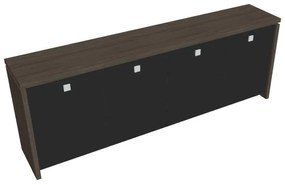 Verno alacsony szekrény 248 x 46 x 90 cm, üvegajtó, antracit tölgy / fekete