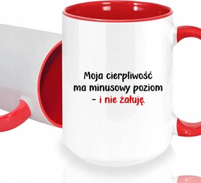 Bögre Fehér XXL Beltéri Piros Ajándék Vicces Kütyü Türelem Szint