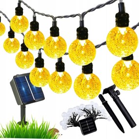 Napelemes Kerti Fényfüzér 100 Led 10M Meleg Fény IP44 Szürkület Érzékelő