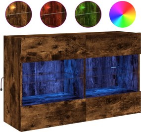vidaXL füstös tölgy színű fali TV-szekrény LED-ekkel 98,5x30x60,5 cm