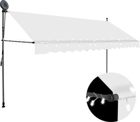 vidaXL krémszínű kézzel kihúzható LED-es napellenző 350 cm